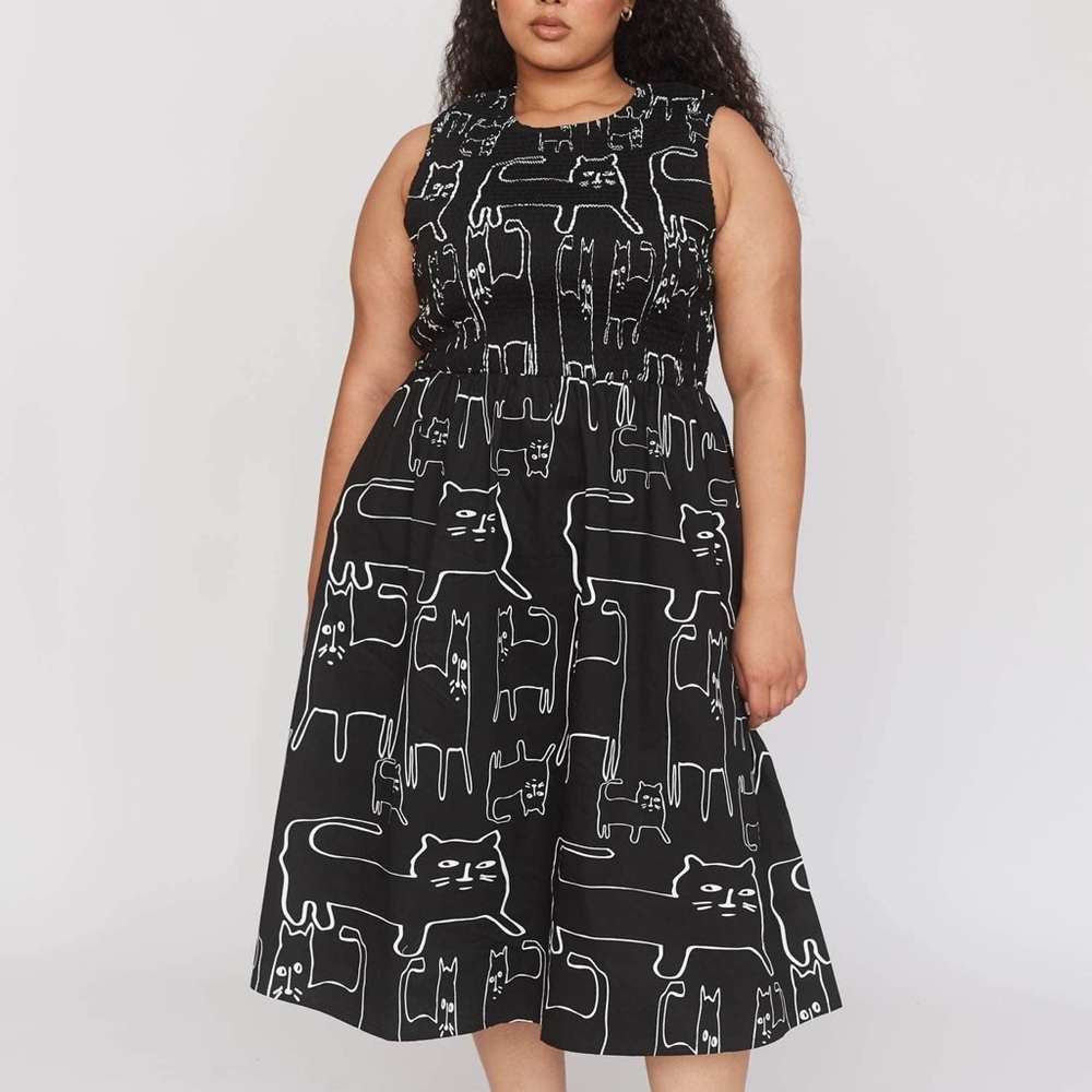 LAZY OAF Nine Lives Shirred Dress